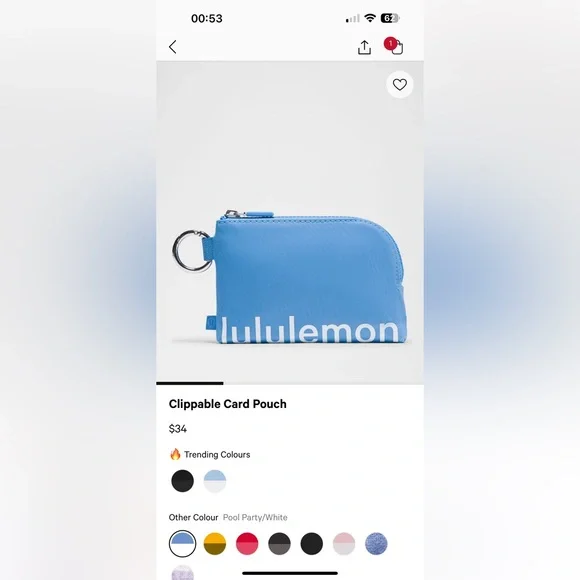 Lululemon Clippable Card Pouch in Pool Party/White - Picture 5 of 5